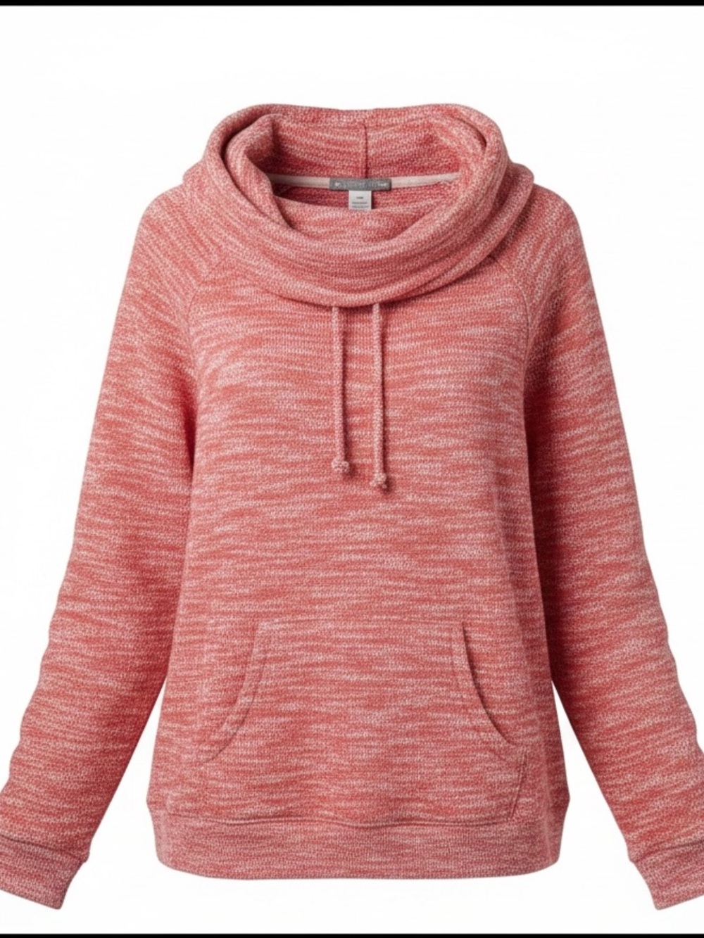 Plush Cowl Neck Pullover Sweater - Coral Pink